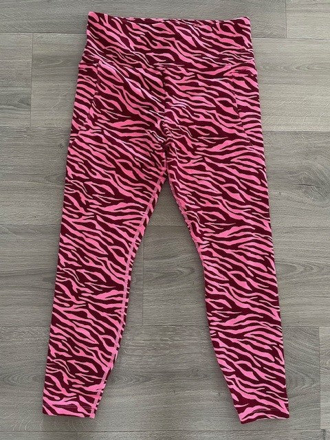 Lorna Jane Pink Animal Print Tights – Size L (Slightly-Loved, Excellent Condition)