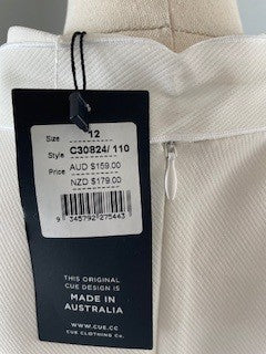 Cue White Tie-Neck Sleeveless Top – Size 12