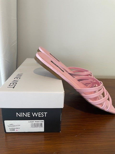 Nine West 'Whalen' Strappy Slide Sandals – Light Pink | Size 10M