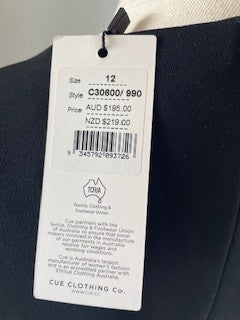 Cue Black and White Tie Detail Top – Size 12