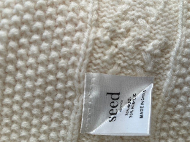 Seed Heritage Textured Knit Poncho – Cream (One Size)