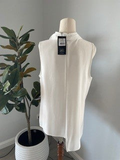 Cue White Tie-Neck Sleeveless Top – Size 12
