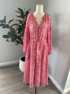 Trenery Pink Floral Midi Dress – Size 14