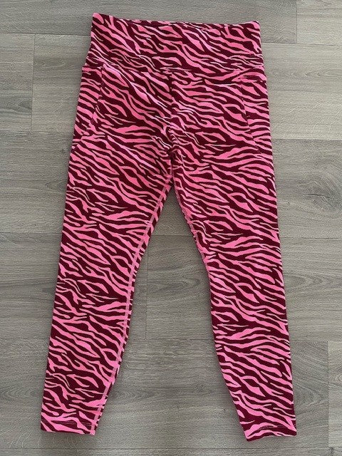 Lorna Jane Pink Animal Print Tights – Size L (Slightly-Loved, Excellent Condition)