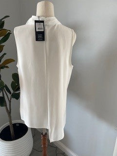 Cue White Tie-Neck Sleeveless Top – Size 12