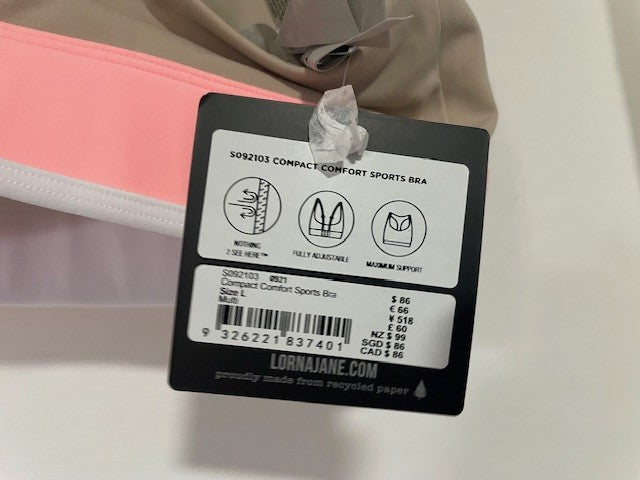 Lorna Jane Compact Comfort Sports Bra – Multi (Size L)
