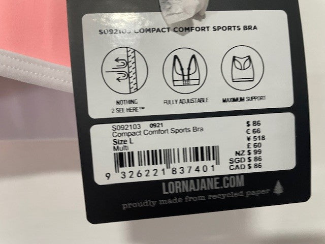 Lorna Jane Compact Comfort Sports Bra – Multi (Size L)