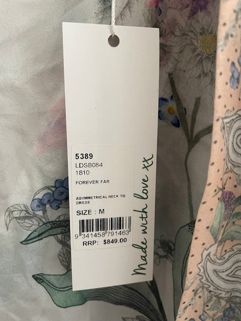 Camilla Asymmetrical Neck Tie Dress – Forever Far Print (Size Medium)