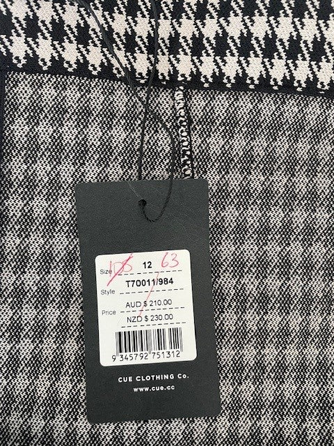 Cue Black & White Houndstooth Midi Skirt | Size 12 | $50.00