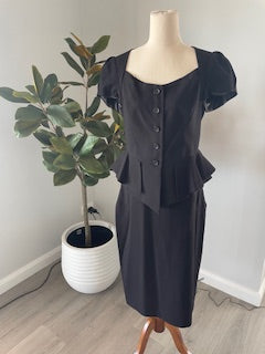 Cue Black Peplum Suit – Size 12