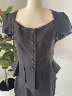 Cue Black Peplum Suit – Size 12