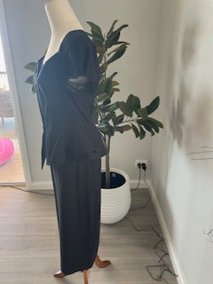Cue Black Peplum Suit – Size 12