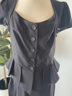 Cue Black Peplum Suit – Size 12