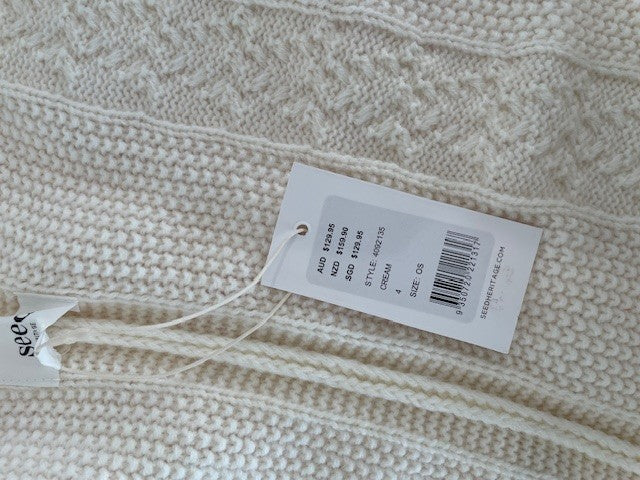 Seed Heritage Textured Knit Poncho – Cream (One Size)
